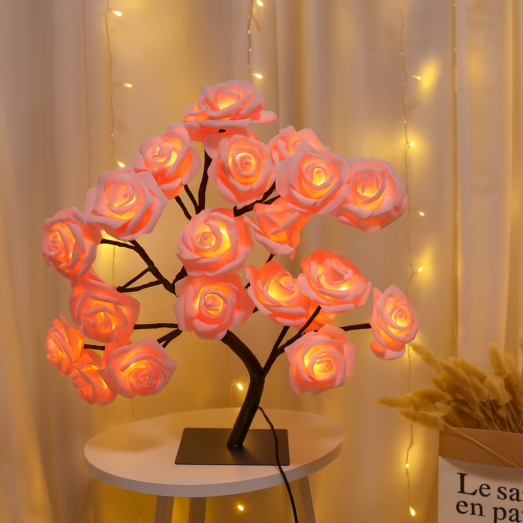 Dashie's Rose Lamp - Elegant Tabletop Lighting with Warm Red Glow for Cozy Ambiance