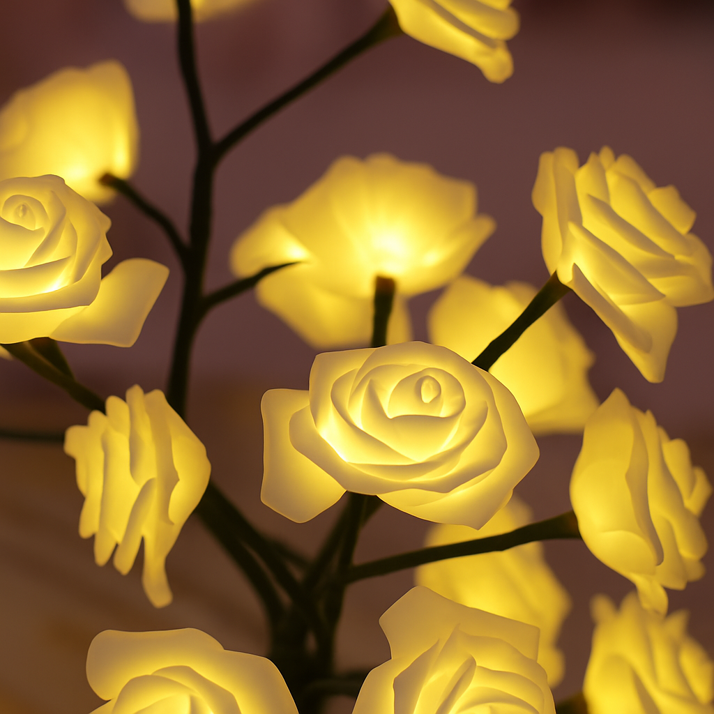 Dashie's Rose Lamp - Elegant Tabletop Lighting with Warm Red Glow for Cozy Ambiance