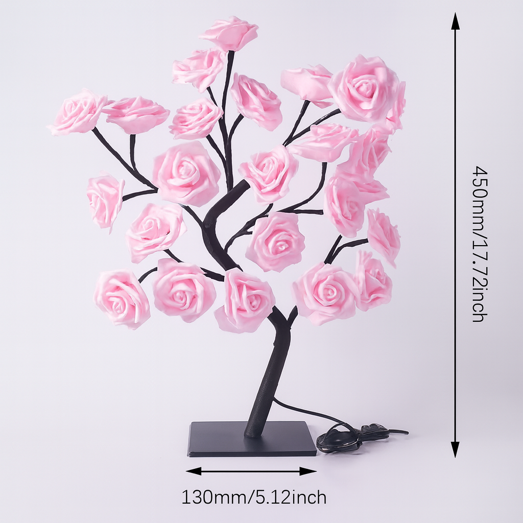 Dashie's Rose Lamp - Elegant Tabletop Lighting with Warm Red Glow for Cozy Ambiance