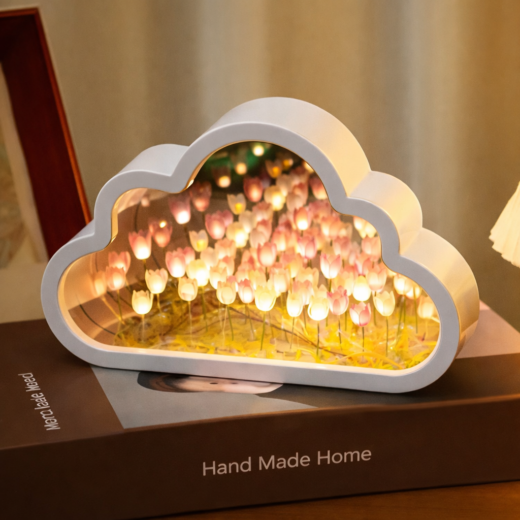 Dashie's Mirrored Rose Cloud Lamp - Hand Made Home Elegant Design for Living Rooms & Bedrooms DIY Decorative Piece