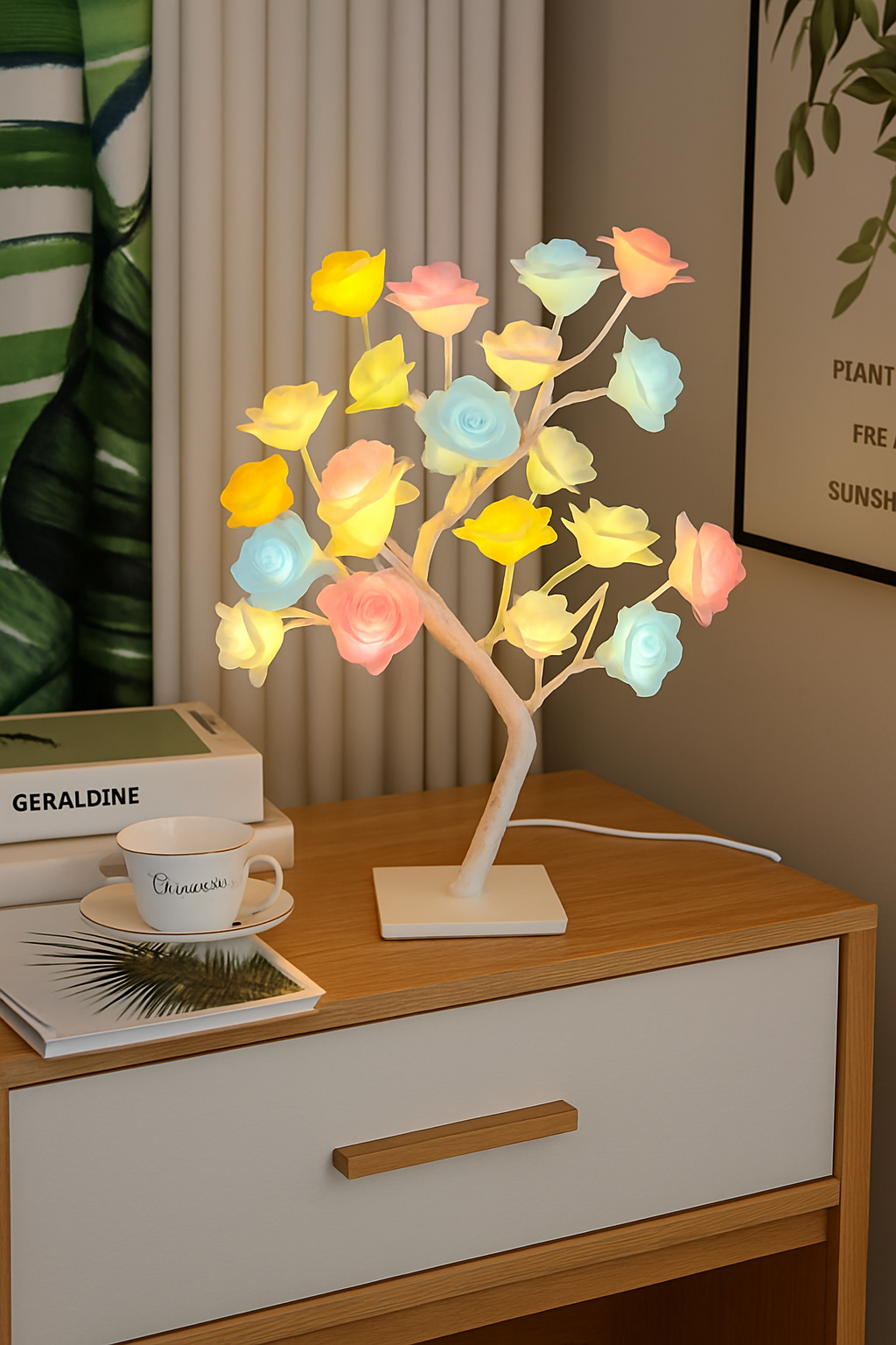 Dashie's Rose Lamp - Elegant Tabletop Lighting with Warm Red Glow for Cozy Ambiance