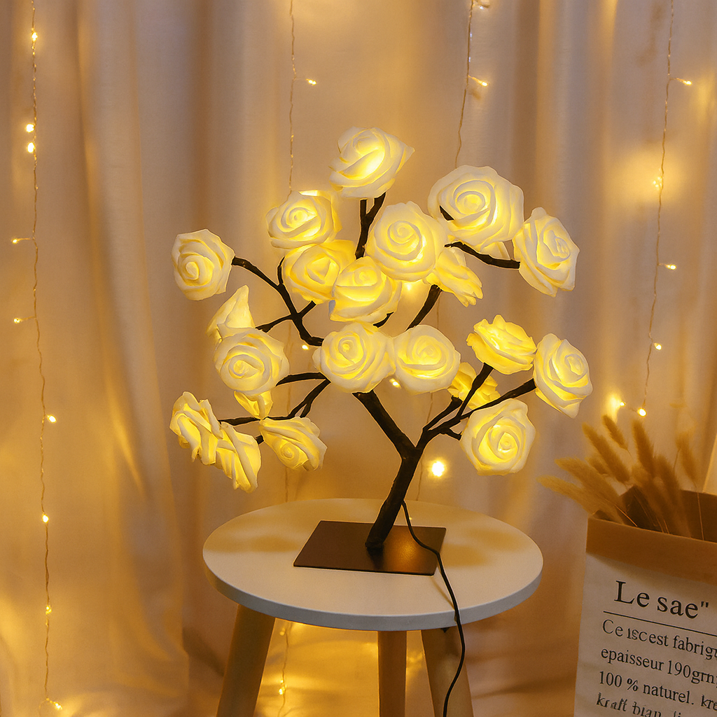 Dashie's Rose Lamp - Elegant Tabletop Lighting with Warm Red Glow for Cozy Ambiance